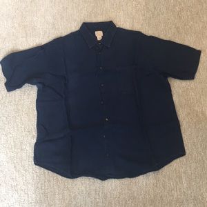 Jos. A. Bank Navy Linen Sh-Sleeve button-down XXL